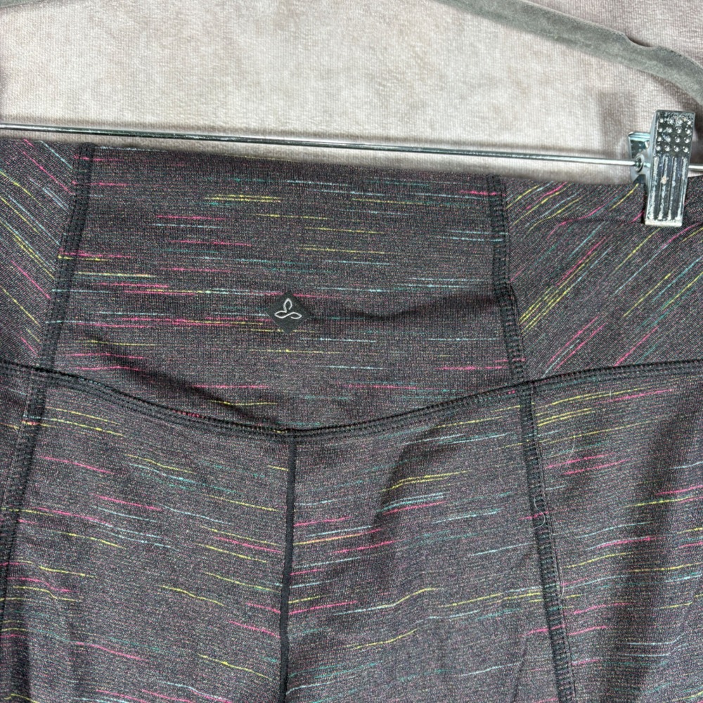 prAna Leggings Womens M Gray Roxanne Capri Strappy Lattice Space Dye Yoga Gym - Picture 4 of 9